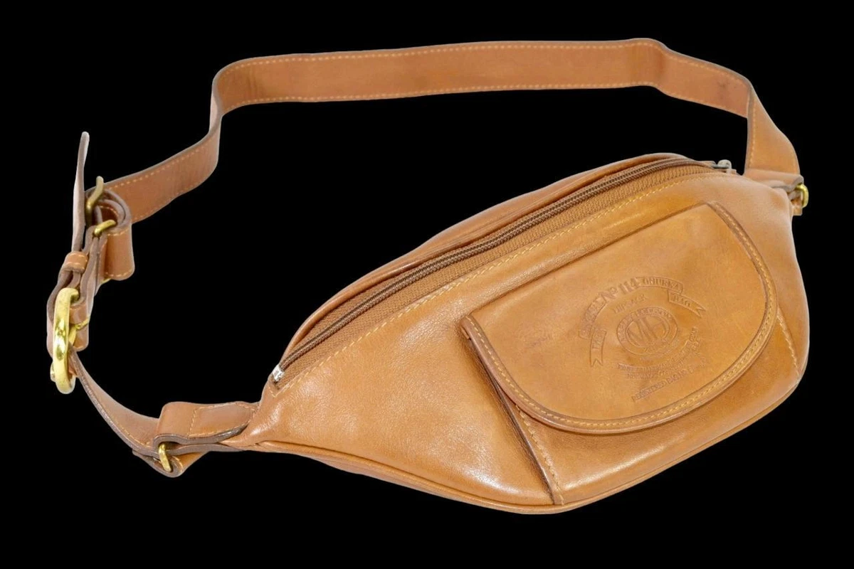 Vintage Ghurka Marley Hodgson No. 114 Hipsack British Tan Leather Fanny Pack Bag