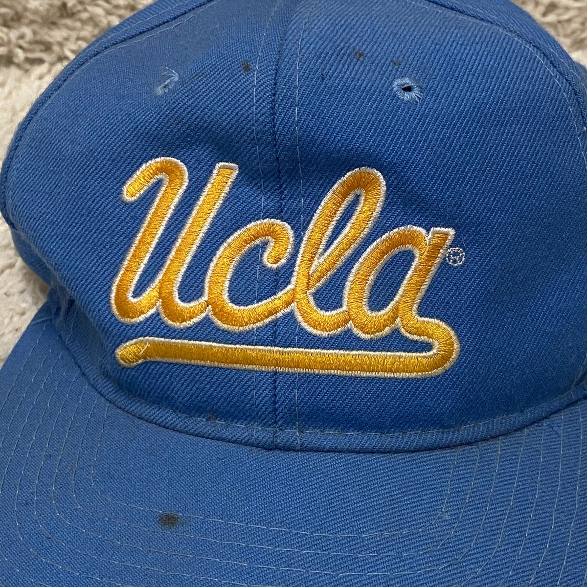 Vintage New Era UCLA Bruins Script Hat Snapback Blue Yellow Wool