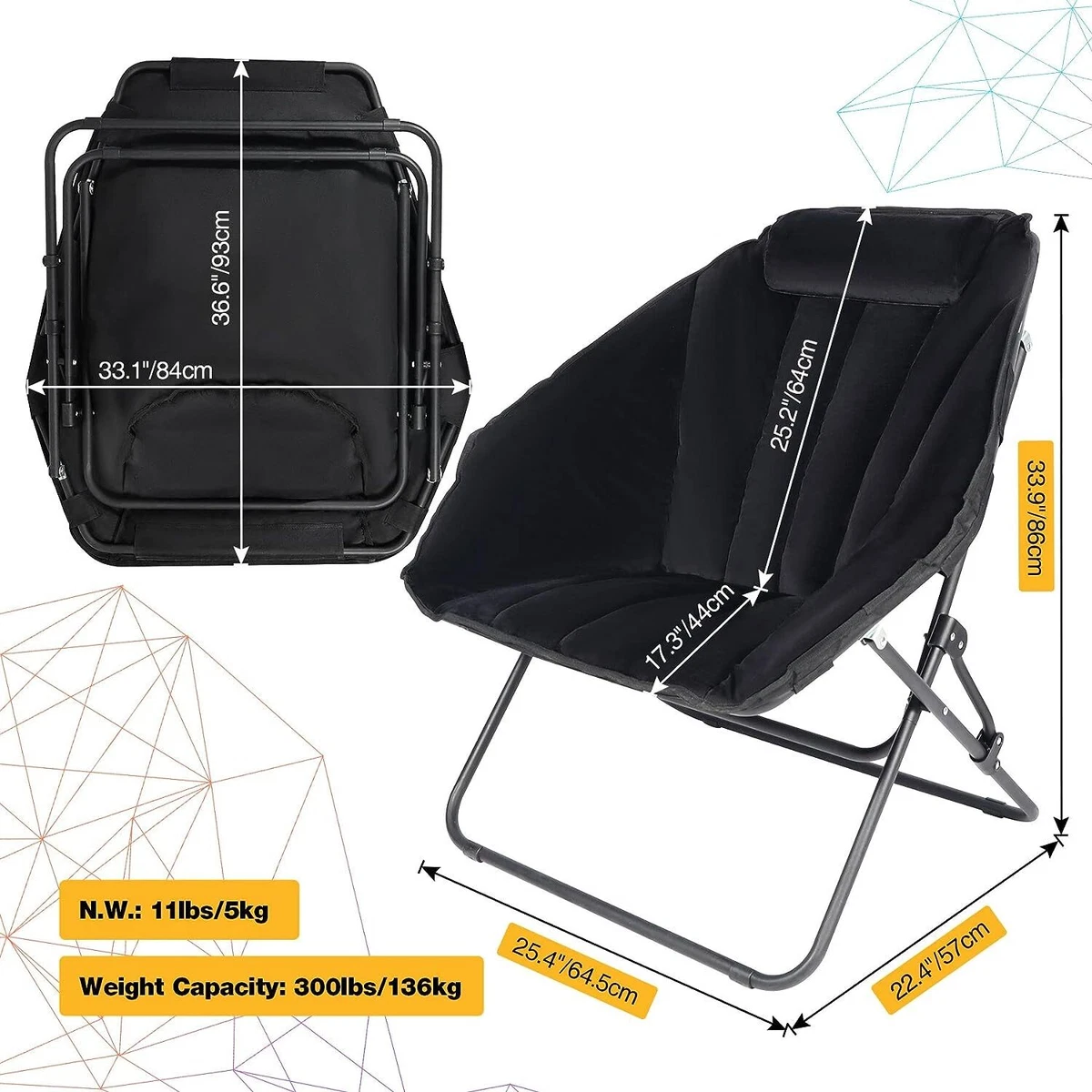 Gray hexagon online folding dish chair