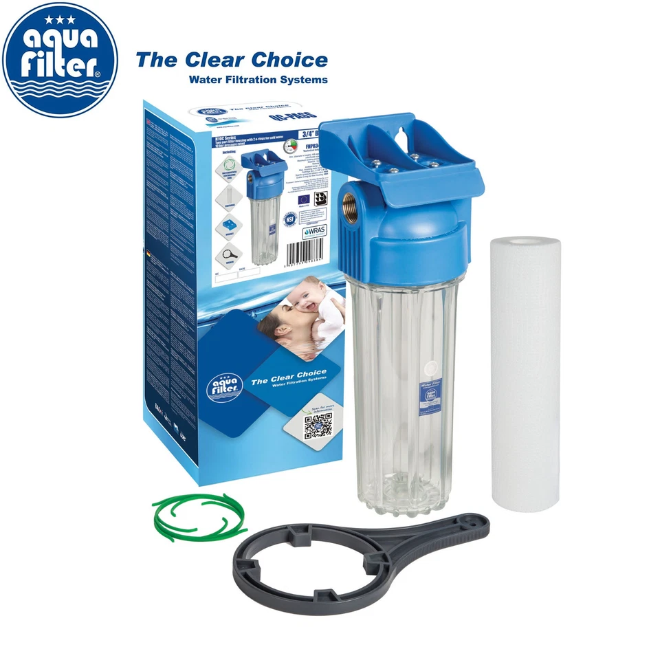 10 Zoll Aquafilter Wasserfilter Gehäuse Messing Einlass/Auslass 1 Zoll FHPR1-HP1 10 bar