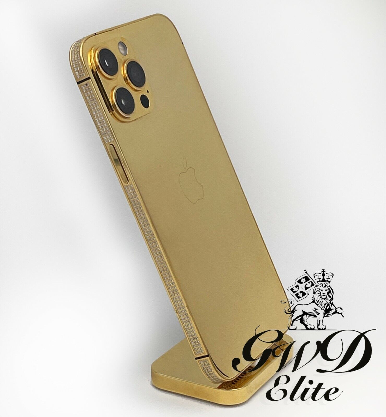 Custom iPhone 12 Pro 256GB with Diamond Bezel and 24k Gold Plated Back