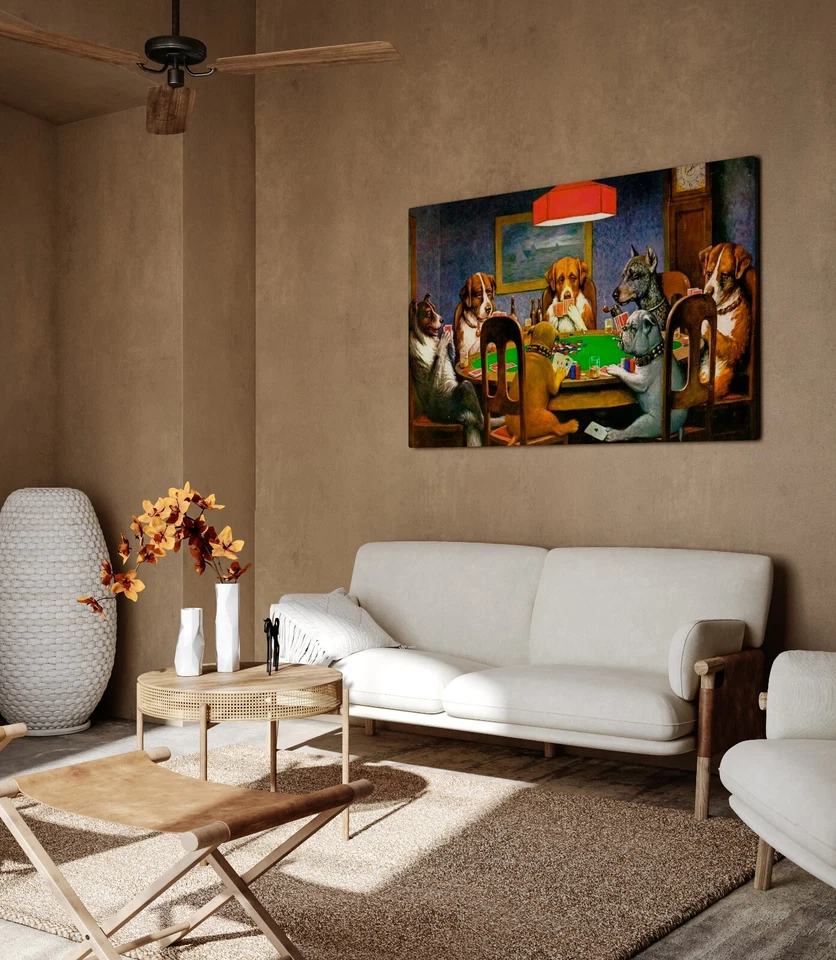 Hunde Poker Leinwandbilder Spielen Tiere Wandbild Art Leinwand Bild XXL Kunst - Bild 2 von 4