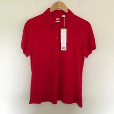 CUTTER & BUCK Womens CB DryTec Kingston Pique Polo Sz L Red LCK02351 NWT