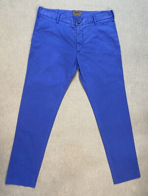 JW Brine Bright Blue Trousers Slash Dot Repeat 34