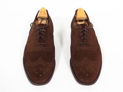 Crockett & Jones Worcester Brown Dark Oak Suede Wingtip Oxford