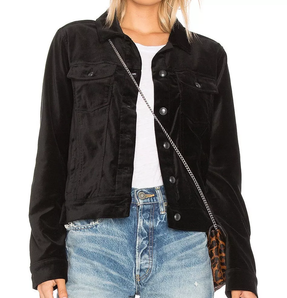 298 NWT PAIGE SzS ROWAN VELVET STRETCH JACKET IN BLACK