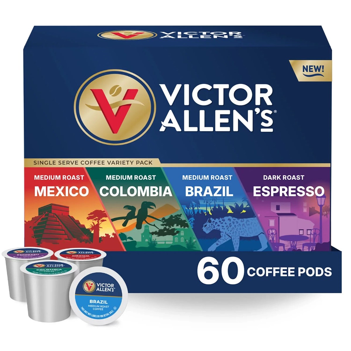 Victor Allen's Signature Medium-Dark Roast Coffee Pods, Variety