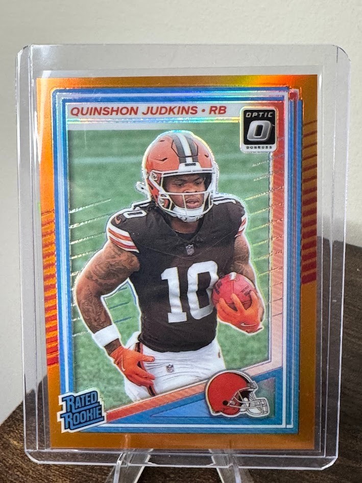 2025 Donruss Optic Quinshon Judkins ORANGE HOLO PRIZM RR RC #252 /299