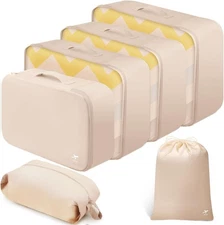 HOTOR Packing Cubes for Suitcases - 6 Pieces, Light 6 Beige 