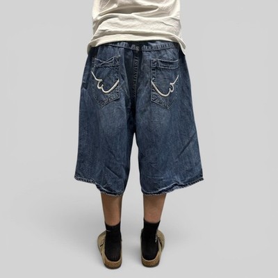 Vintage Y2K Ecko Unltd Baggy Hip Hop Shorts Navy Blau W40