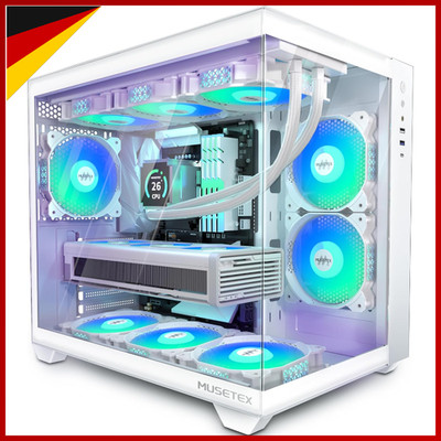 PC Gehäuse ATX Mid Tower Weiß 6 PWM ARGB Lüfter 360mm Rad Unterstützung