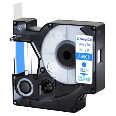 12mm Blue on Clear Standard DYMO D1 45011 Label Tape Fit LabelManager 100 120P