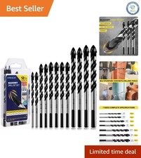 Complete 12-Piece Carbide Drill Bit Set - Ideal for Glass, Tile, Wood  More