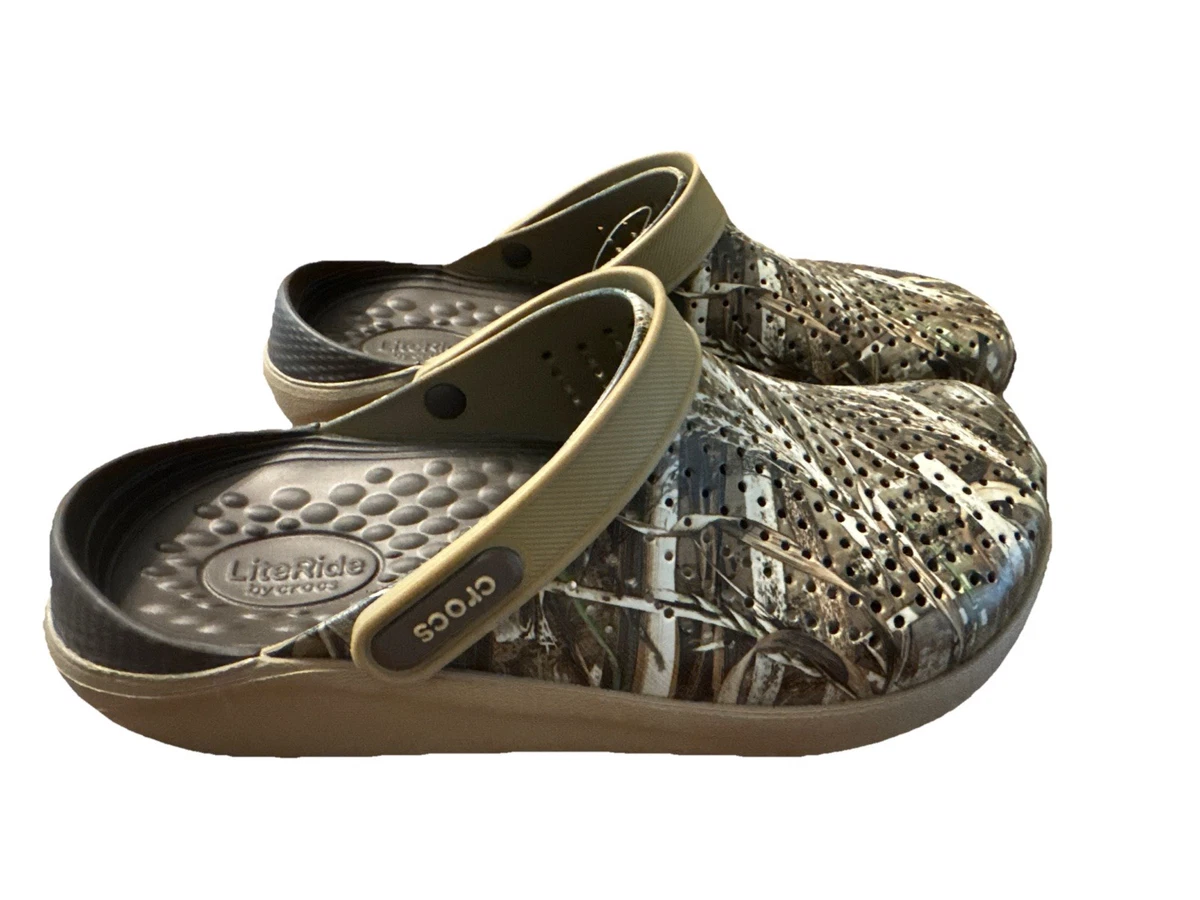 Crocs Men\'s Brown Gray Realtree Swiftwater Camouflage Thong Sandal Size 13 Crocs Swiftwater Deck Realtree Max-5 SKU: 9012065 - YouTube main image 4