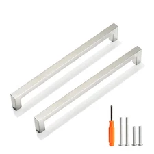 Redunest Cabinet Pulls Brushed Nickel Cabinet Handles Square Drawer Pulls, 30