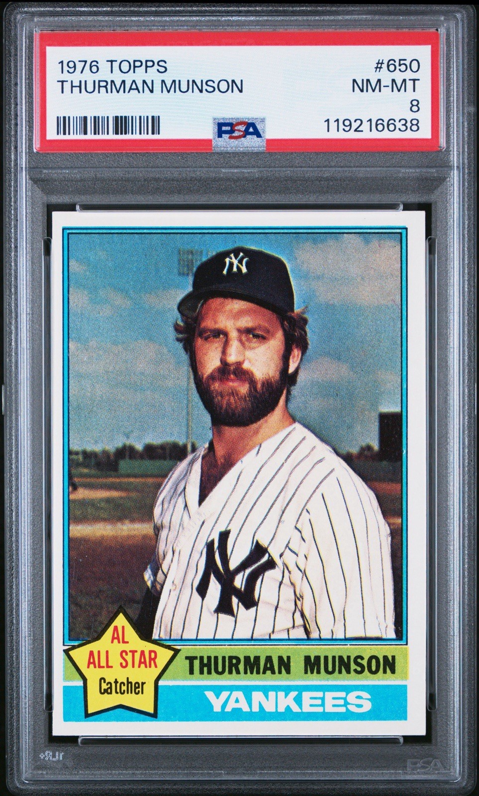 1976 TOPPS #650 THURMAN MUNSON NM-MINT PSA 8 (BEAUTIFUL SPECIMAN!)