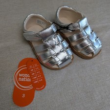 Wonder Nation Fisherman Sandals Toddler Girl Size 3 Silver NWT Metallic Caged