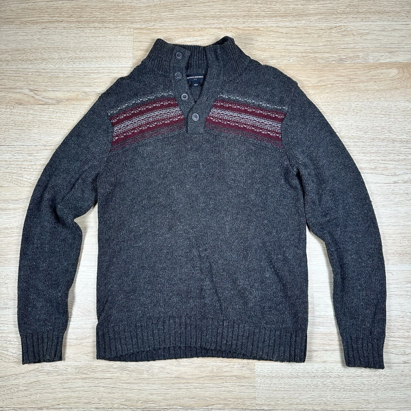 Banana Republic Sweater Mens Large Gray Fair Isle Shawl Collar Wool Blend
Opens in a new window or t
