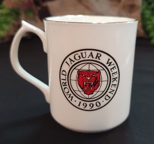 Rare Vintage 1990 World Jaguar Weekend Mug | Gold Rim Fine China | "Growler"