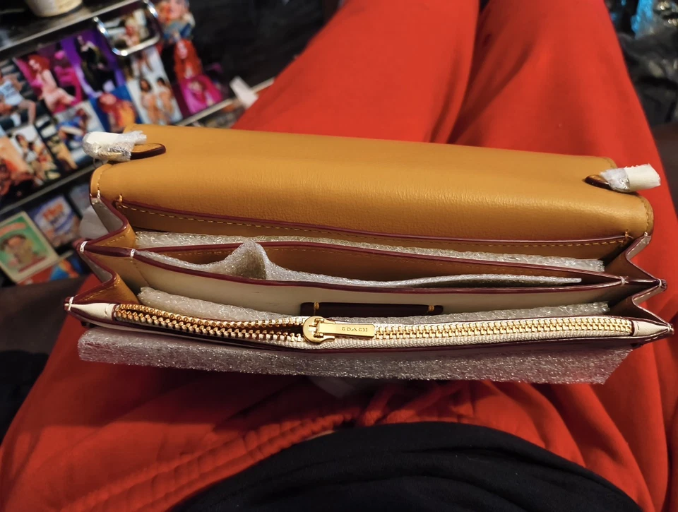 COACH 新链式离合器金属茶玫瑰斜挎包钱包金色五金件 — 第 4/4 张图片