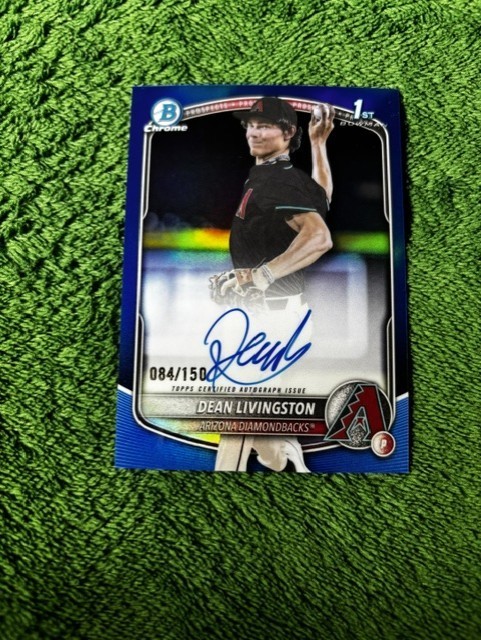 Dean Livingston 2025 Bowman Chrome Draft Prospect Blue Refractor RC Auto SP /150