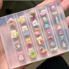 1Pcs Silicone Nail Art Mold Cartoon New Year's Bear Transparent Nail Template