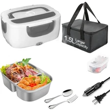 Electric Lunch Box Food Heater 2 in 1 Adult Portable Warmer Leakproof Heated Box