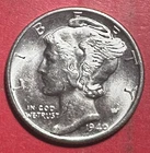 1940D Choice Uncirculated US Mercury SILVER Dime "Denver" Mint! Old US Coin!