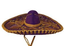 Vintage Purple Gold Sombrero Pigalle Hat Large Mexican Fiesta Costume Decor