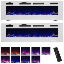 50/60inch Electric Fire Media Wall Glass Fireplace LED Free Stand/Insert Mounted