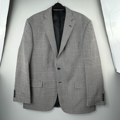 Marks & Spencer Wool Blazer Jacket Black White Houndstooth Blue Check 44L