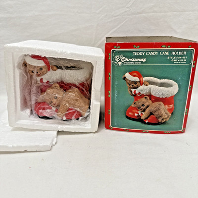 Teddy Bear Candy Cane Holder VTG Christmas Around The World House Of Lloyd 1988