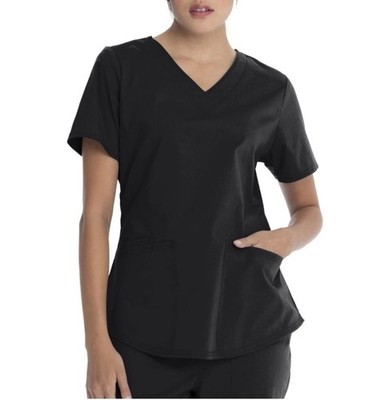 SCRUBSTAR Core Essentials V Neck Top Black Size XL Medical Professional Uniform