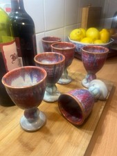 British  Canterbury Pottery 6  Goblets set farmhouse/ coastal modern  aesthetic
