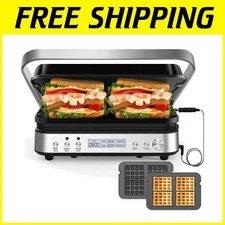 Multifunctional Panini Press Grill, 1600W, Stainless Steel