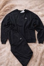 Alo Yoga Sweatshirt  Sweatpants Set Women Size S/M black Athleisure Track