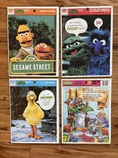 VTG Sesame Street Frame-Tray Puzzles Lot of 4 Bert Ernie Big Bird Oscar Muppets