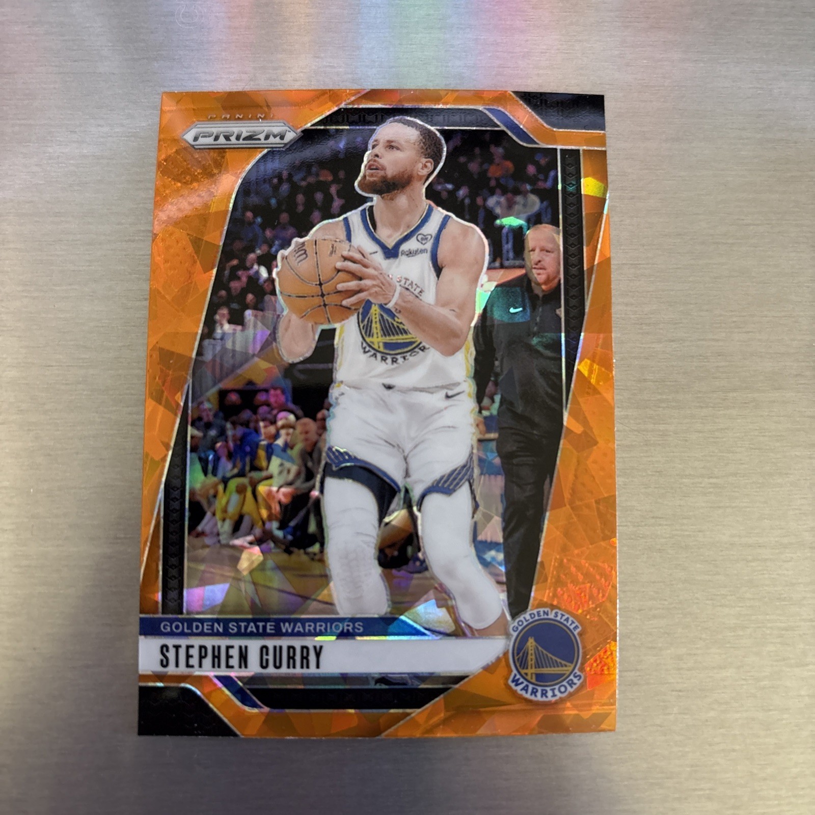 STEPHEN CURRY 2024-25 Prizm Basketball Orange Cracked Ice Warriors #134