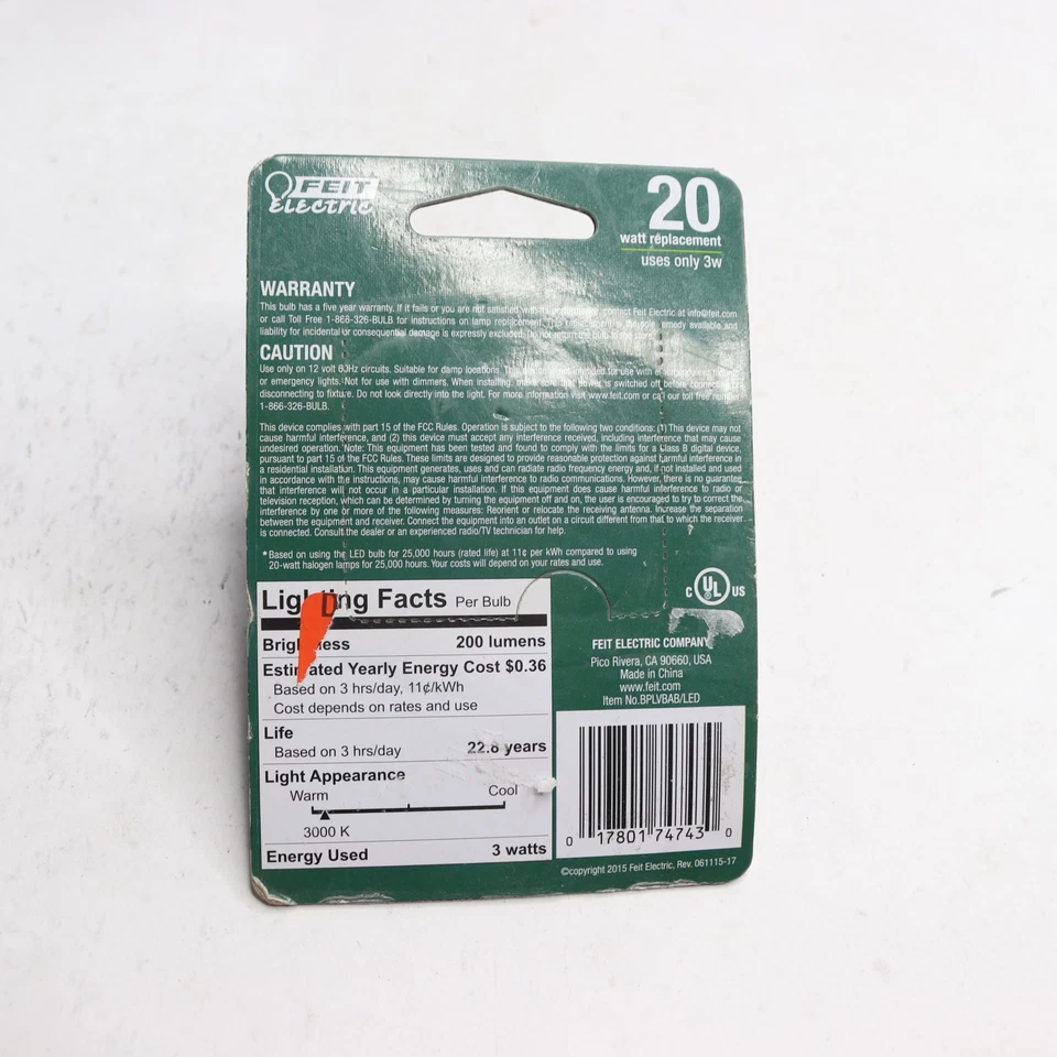 Feit Electric Landscape Garden Light Bulb 2-Pin 3000K MR16 GU5.3 20W Eqv 12V - Image 3 of 4