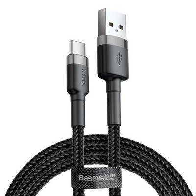 Baseus CATKLF-CG1 USB-A zu USB-C 2m Kabel Grau/Schwarz