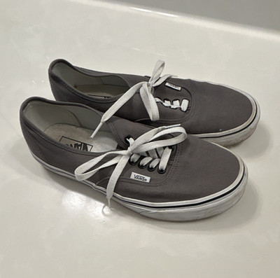 VANS Authentic Gray/White Solid Canvas Low Top Lace-Up Sneakers Rubber Outsole