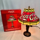 Vintage Coca Cola Tiffany Style Plastic-Stained Glass Style Shade Lamp 15” Coke