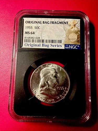 1955 Franklin Silver Half Dollar NGC MS64 Original Bag Fragment