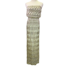 Sans Souci Women’s Strapless Textured Lace Elastic Waist Maxi Dress Size L