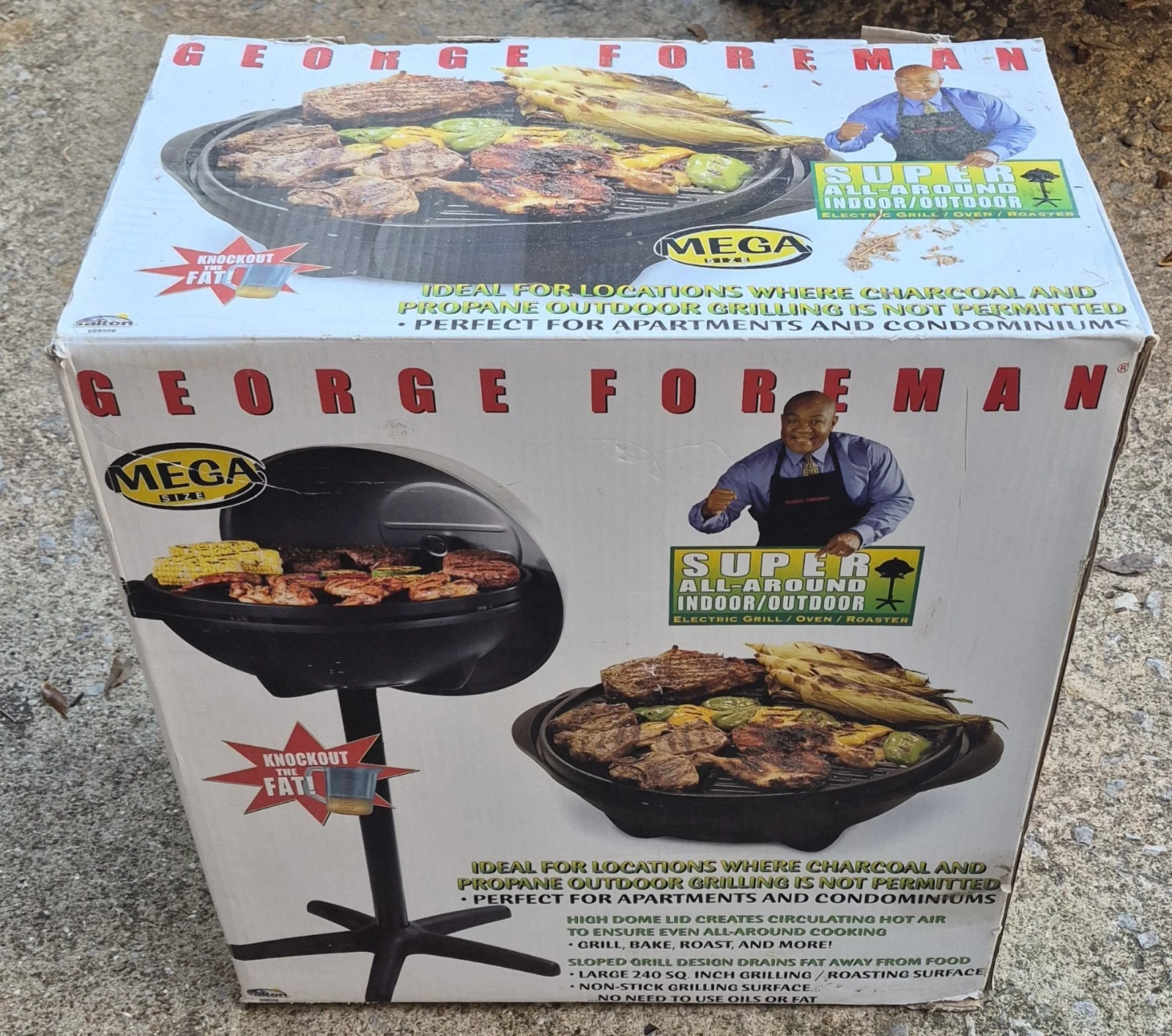 George Foreman Mega Grille Indoor/Outdoor Electric Grill 240 Sq Inches Cooking