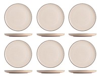H&H Set Mit 6 Flachen Tellern Pearl 27 Cm Elfenbein