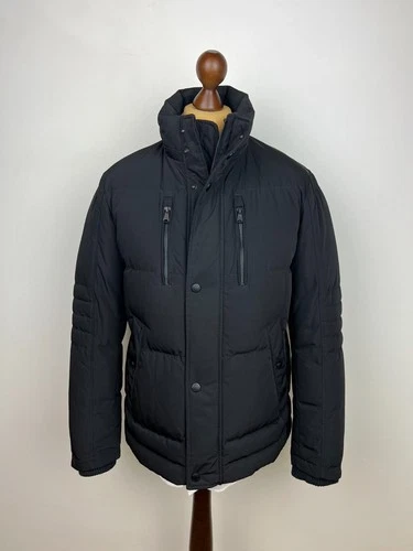 HUGO BOSS Solid Black Quilted Down Insulated FullZip Modern Jacket 38US\48IT video thumbnail