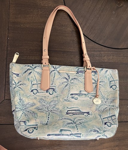 Brahmin Willa Carryall Sky Copa Cabana Genuine Leather EUC