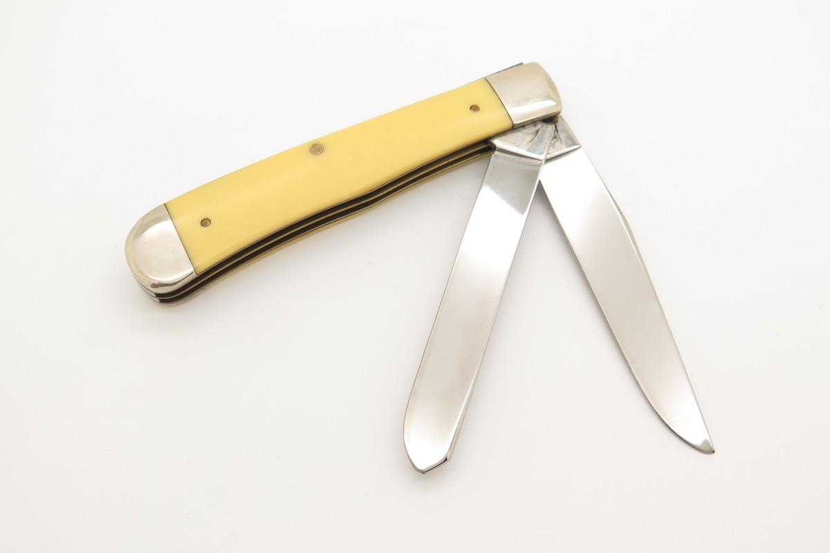 【90s vintage】鬼フェード　ポケT usa製　耳付き　空手　フルーツ Vintage 1990 Case XX 3254 Trapper Yellow Handle Folding Pocket