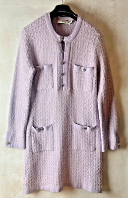 B+ab Lilac Sequin Knit Mini Dress Women's Size XS-S Long Sleeve (H8)